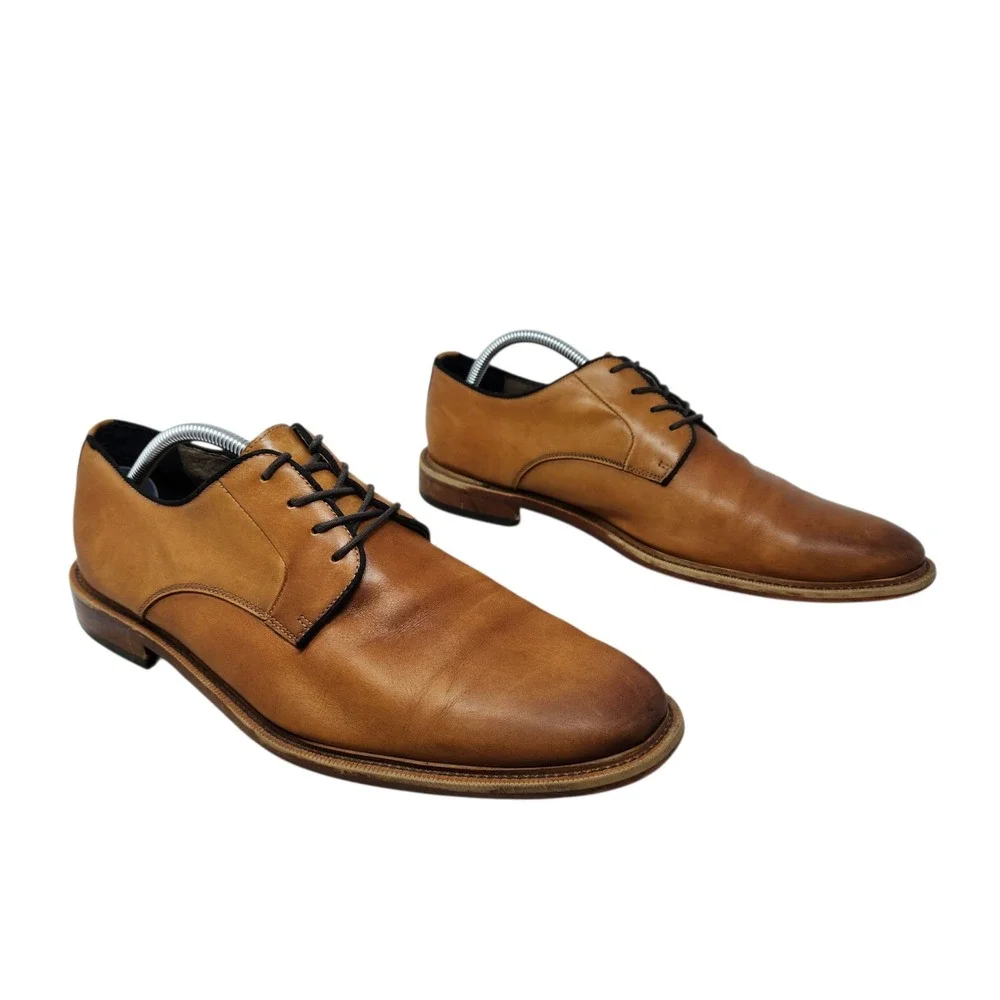 Banana Republic Dress Shoes 11 Mens Tan Genuine Italian Leather Oxford Derby‎